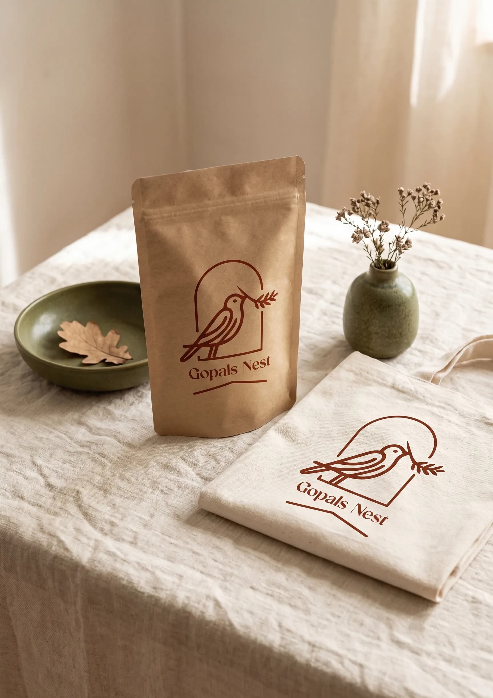 Gopal's Nest brand visual with terracotta identity
