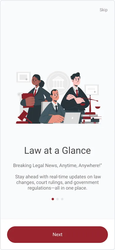 Legalo onboarding screen introducing the app value proposition