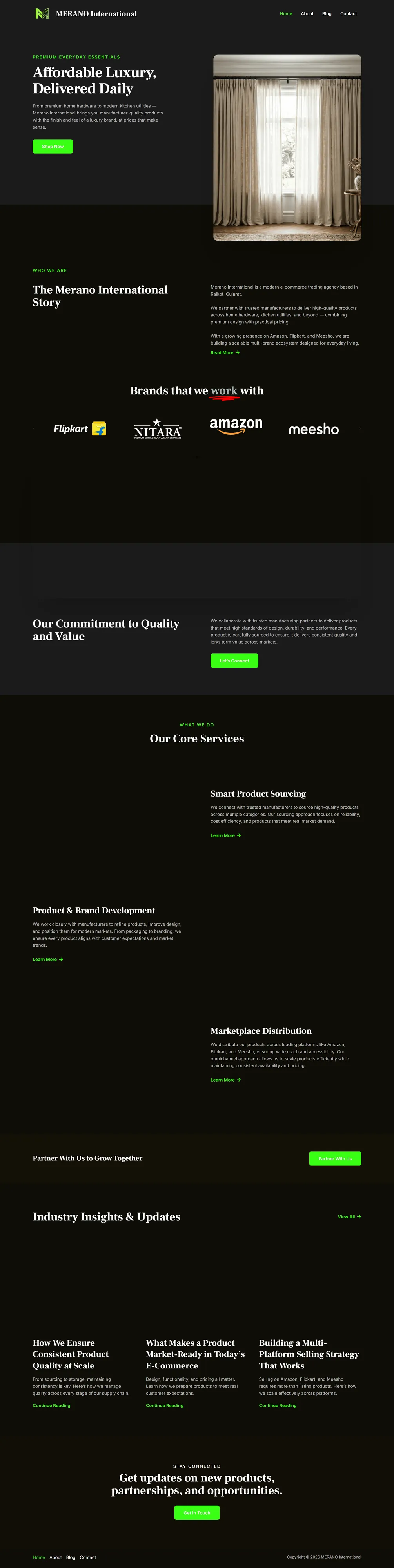 Merano International website home page