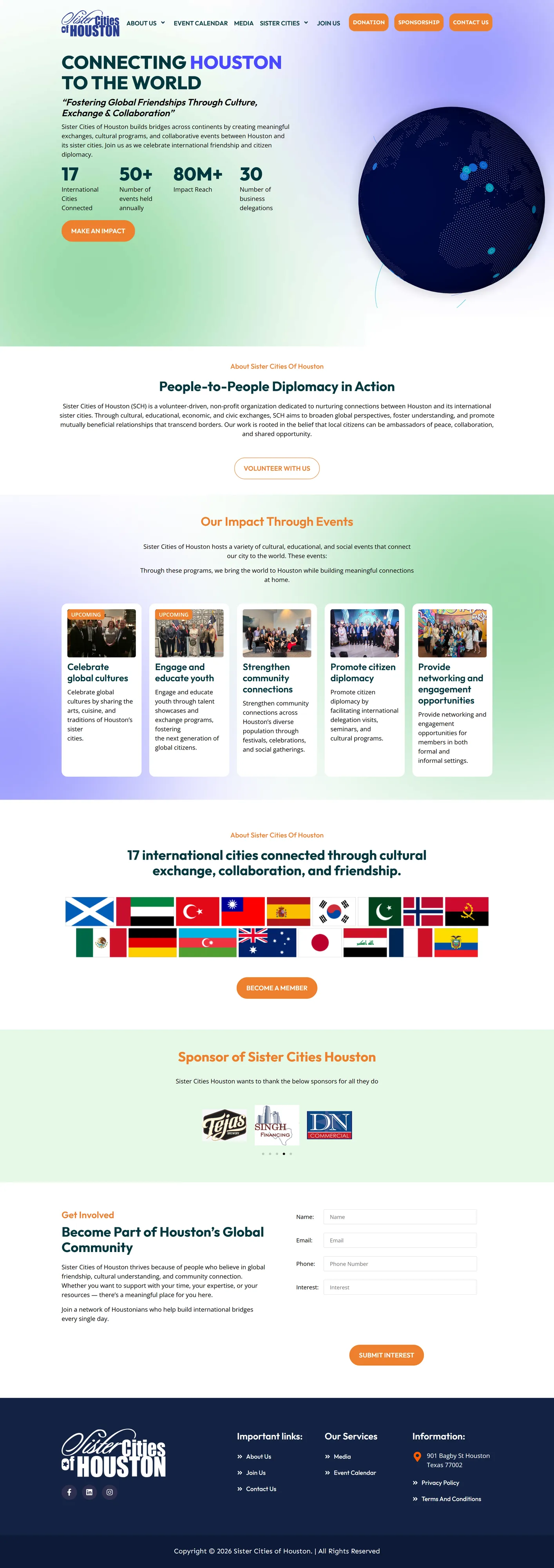 Sister Cities of Houston home page desktop screenshot