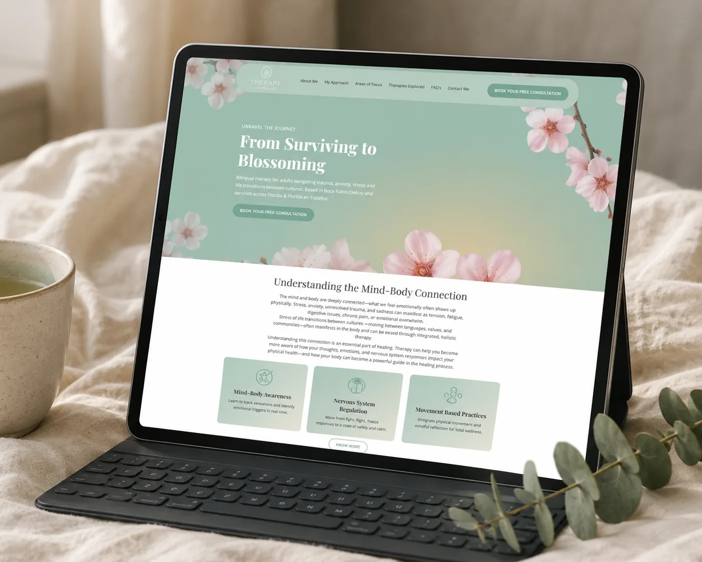Therapy with Marcela practice website hero visual